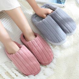 Slippers 2023 Cotton Female Stripes Autumn And Winter Korean Version Fashion Home Indoor Couple Men Plush