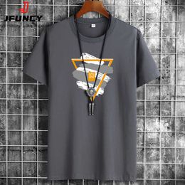 Men's T-Shirts JFUNCY 2022 Summer Cotton T-Shirt Oversized Men Tee Shirt New Fashion Handsome Short Sleeve Casual Loose Breathable Man Tops Y2302