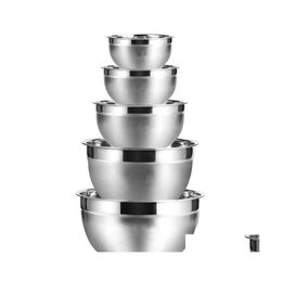 Bowls Stainless Steel Mixing Bowl Set Of 5 Fruit Salad Storage Kitchen Drop Delivery Home Garden Dining Bar Dinnerware Dhrdg