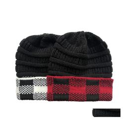 Other Home Textile Women Fashion Plaid Knitted Caps Thermal Beanie Winter Warm Wool Knitting Hat Christmas Party Hats Outdoor Suppli Dhqfk