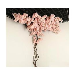 Decorative Flowers Wreaths 1Pcs Cherry Blossoms Artificial Branches For Wedding Arch Bridge Decoration Ceiling Background Wall Dec Dhgx4