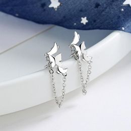 Backs Earrings VENTFILLE Sterling Silve Fashion Glossy Chain Butterfly Ear Cuff Ladies Simple No-Ear Pierced Jewelry Gift