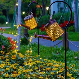 Lawn Lamps Solar Powered Shower Waterpring Can Sprinkles Star Iron Fairy Light Art LED String Decoration Outdoor Garden