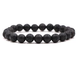 Beaded 8Mm Volcanic Stone Beads Strand Bracelets Black Lava Men Bracelet Punk Bangle For Women Drop Delivery Jewelry Dhgarden Dhykt