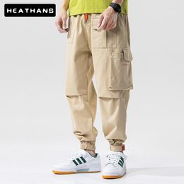 Men's Pants Autumn Elastic Waist Style Fashion Multi-pocket Cargo Men Young Loose Casual Solid Color Trousers For MaleMen's Boun22