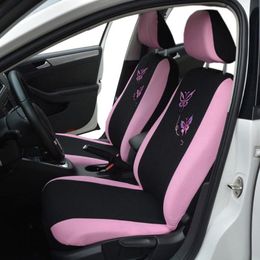 Seat Cushions 2pcs Butterfly Fashion Style Front Rear Universal Car Covers Luxury Cute Pink