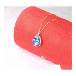 Pendant Necklaces Fashion Irregar Resin Stone Crystal Necklace Drusy Colorf Gold Chain Design Jewelry Drop Delivery Pendants Ot9X6