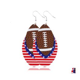 Charm Fashion Independence Day Women Dangle Earrings Jewelry Gifts Baseball Football Softball Sport Pu Leather American Flag Drop Del Otpgc