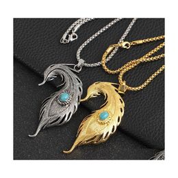 Pendant Necklaces Hip Hop Jewellery Colour Sier Gold Chain Turquoises Pendants Vintage Statement Necklace Drop Delivery Dh1Po