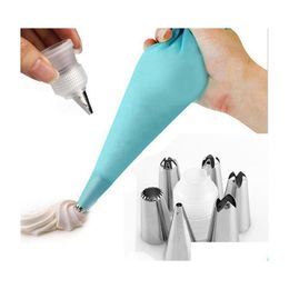 Baking Pastry Tools 8Pcs Diy Bakeware Accessory Silk Flower Tool Decorating Mouth Pi Bag Stainless Steel Cake Drop Delivery Home G Dhmyo