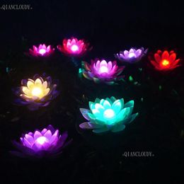 Decorative Flowers & Wreaths 5 Pieces Remote Control Artificial Flower Heads Light Waterproof Lotus Lily Leaf LED Colour RGB Submersible Pond