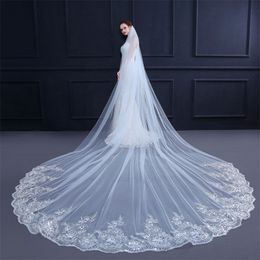 3M/10FT Weeding Bridal Veils Festive Luxury Long Applique Lace Edge Veil with Comb