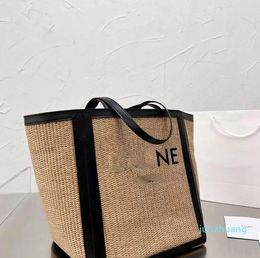 Braided straw bag OP83 for women 2022 Summer new trendy large capacity leisure seaside resort fashion versatile letter 44 tote shopping bag