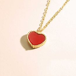 Pendant Necklaces IOGOU S925 Sterling Silver Onyx Stones Heart Pendant Necklace for Women Birthday Valentine's Day Gift Fine Accessories Red Agate G230202