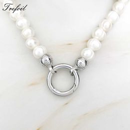 Pendant Necklaces Beads Long Necklace Freshwater Pearl Pendant Carrier 925 Sterling Silver Jewellery Romantic Gift For Lady Women Girls Collares G230202