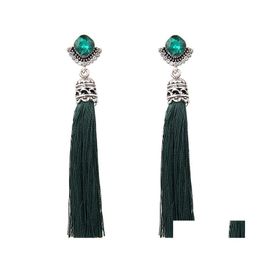 Dangle Chandelier Ethnic Style Long Tassel Earrings For Women Fashion Crystal Earring Bohemia Drop/Dangle Jewelry 5 Colors Female Otyh2