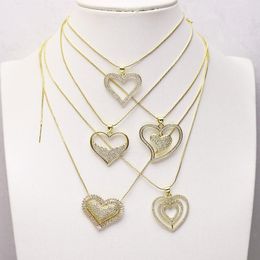 Pendant Necklaces 10 Strand Zirconia Heart Shape Charms Necklace Jewelry Accessories Box Chain For Women Design 8284