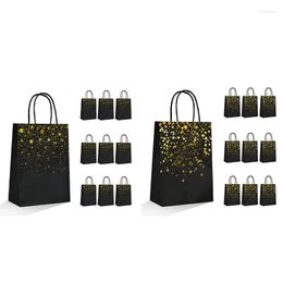 Gift Wrap 10 Pcs Black Kraft Paper Bag Portable Bronzing Birthday For Parties And Shopping