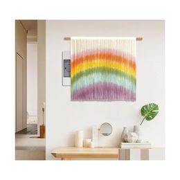 Tapestries Bohemian Tapestry Wall Hanging Bedroom Living Room Decor Kids Scenic Geometric Art Rainbow Handcraft Woven Drop Delivery Dhnxd