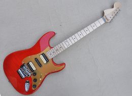 Red Electric Guitar with Floyd Rose Maple Fretboard Flame Maple Veneer Can be customized