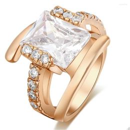 Wedding Rings Fashion Show Elegant Temperament Jewellery Womens Man White Zircon Ring Luxury Drop Delivery Dhie3