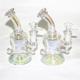 Hookahs Mini Glass Bong 6.1 Inch 14mm Female Thick Pyrex Beaker Travel Glass Water Bongs Recycler Dab Rigs for Smoking