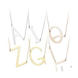 Pendant Necklaces Fashion Stainless Steel Az English Letter Necklace Sier Gold Plated Capital Alphabet Initial For Women Jewelry Dro Otp9Z