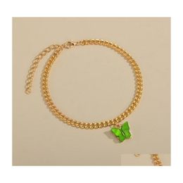 Anklets Butterfly Charm Anklet Chain Summer Beach Gold Ankle Foot Bracelet Fashion Jewellery Will And Sandy Gift 517 T2 Drop Delivery Dh3Zu