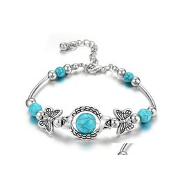 Beaded Europe Fashion Jewellery Womens Turquoise Beads Charms Bracelet Lady Bracelets Drop Delivery Dhrpt