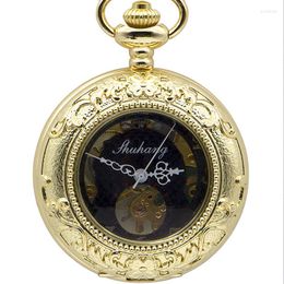 Pocket Watches High Quality Golden Skeleton Mechanical Watch Gift Men Chain Casual & Fob For Women PJX1375