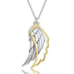 Pendant Necklaces 925 Sterling Silver Wing of Angel Necklace Hollow 18k Gold Color Feather Pendant Chain for Women 2020 Fine Jewelry Wedding Gift G230202