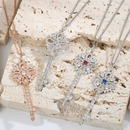 Pendant Necklaces Women's Necklaces Sterling Silver 925 Key Necklace Sweater Chains Inlaid Zircon Fashion Elegant Jewellery Gift G230202