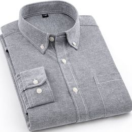 Mens Casual Shirts Oxford Longsleeved White Red Blue Grey Green Navy Business Men Long Sleeve Slim Button Up 230202