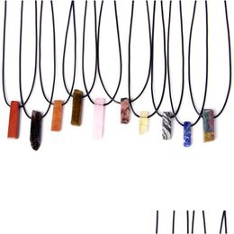 Pendant Necklaces Healing Natural Stone Mineral Irregar Rec Quartz Pendum Amazonite Tiger Eye Lapsi Pink Crystal Women Men D Dhgarden Dhamd