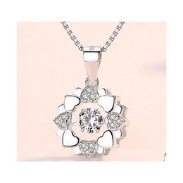 Pendant Necklaces Zircon Snowflake For Women Fashion Beautif Heart Clavicle Chain Wedding Girlfriend Jewellery Gift Choker Necklace Dr Dh2Ka
