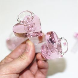 Thick Bowl Piece for Glass Bong hookah heart Slides Funnel Bowls Pipes smoking pink Colour heart bowls shape heady wholesale oil rigs 14mm