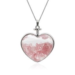 Pendant Necklaces Heart Chips Stone Natural Gemstones Glass Locket Pendants For Necklace Women Jewellery Gifts Drop Delivery Dhgci