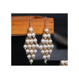 Joyas de moda de sementales Pendientes de perlas falsas vintage Beads Dangle Drop entrega dhhgj