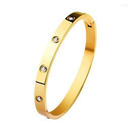 Bangle Design Zircon Round Single Circle Bangles For Women Titanium Steel Luxury Jewellery Ladies Armband Gifts