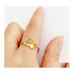 Band Rings Adjustable Minimalist Finger Ring Jewelry 111 777 888 999 666 Stainless Steel Gold Plating Lucky Angel Number Drop Deliver Otwrq