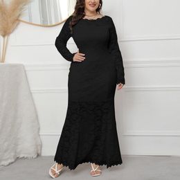 Casual Dresses Plus Size 5xl Prom Black Long Sleeve Mermaid Maxi Formal Evening Party Dress For Women 2023 Elegant Sexy Clothing