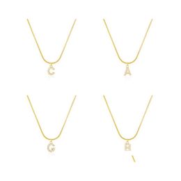 Pendant Necklaces Inlaid Zircon Letter Initial Necklace For Women Gold Chain Cute Charms Alphabet Jewellery Friends Gift 473 H1 Drop D Dhkau