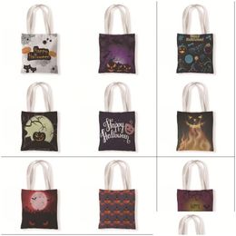 Gift Wrap Fashional Handbag High Capacity Shop Foldable Scary Halloween Print Shoder Bags Fashion Leisure Coin Bag Student 6Wd Drop Dh0Qf