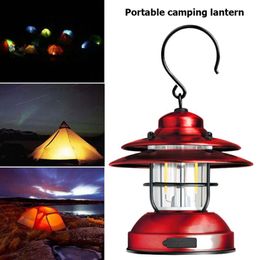 Portable Lanterns Retro Outdoor Hanging Camping Camp Light USB Charging Tent Lamp Torch Garden Yard Lantern Lighting