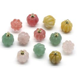 Pendant Necklaces Halloween Pumpkin Gemstone 10Pcs Mixed Colors Stone Pendants For Necklace Decoration Women Jewelry Gifts Drop Deliv Dhqdk