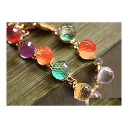 Charm Bracelets Bracelet Bangle For Women Retro Beads Crystal Gold Bangles Jewelry Drop Delivery Dhiug