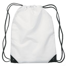 Wholesale Sublimation White Drawstring Backpacks Heat Transfer White Blank Ployester Bag DIY 13.3 X 16.5inch 210d Bundle Pocket Spot 42x34cm A12