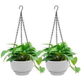 Garden Supplies Other 2 Packs 8 Inches Hanging Planter Self Watering Basket Flower Pot With Detachable Base For