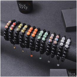 Beaded Friendshhip 8Mm Retro Matte Malachite Strand Black Stone Braided Chakra Bracelet Set For Women Men Yoga Buddha Energy Dhgarden Dhat0