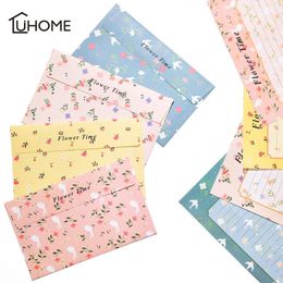 Greeting Cards 12 Sheets Letter Paper 6pcs Envelope Set Flower Writing Pad Drawing Party Card With Envelopes